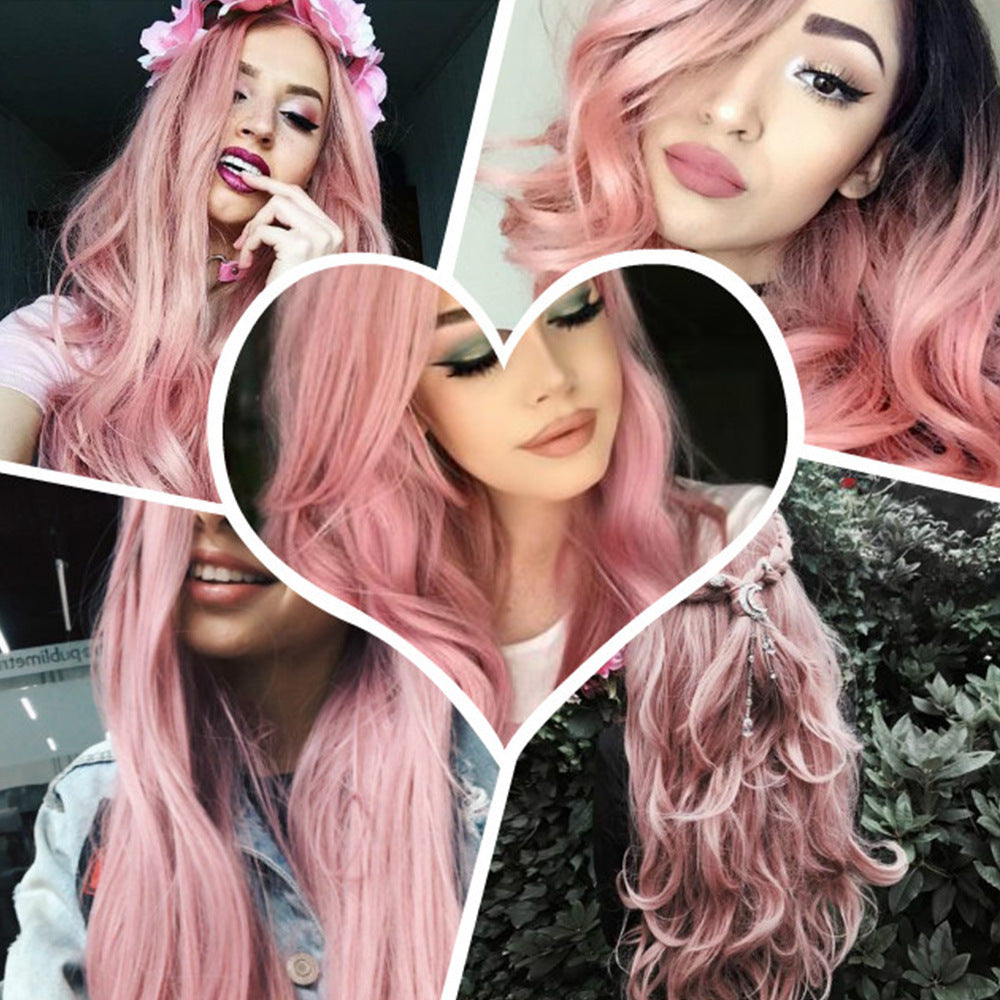 Women Blonde Ombre Hair Black Root Long Curly Wigs Women Blonde Ombre Hair Black Root Long Curly Wigs